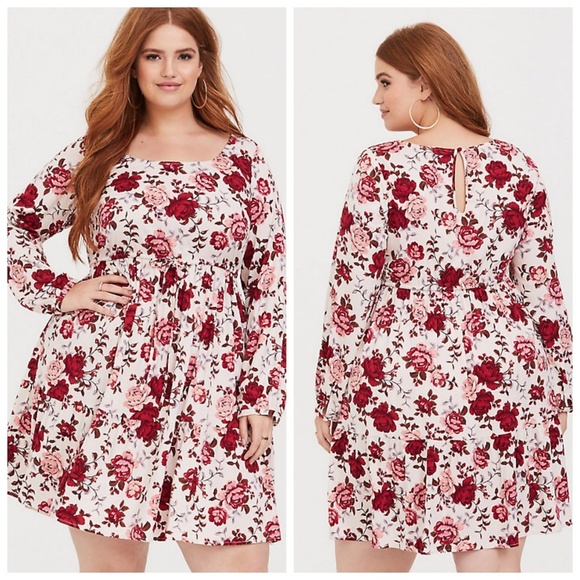 torrid Dresses & Skirts - Torrid Ivory Floral Challis Skater Dress